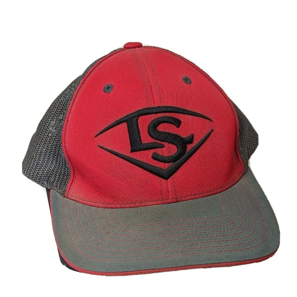 Louisville Slugger‎ Pacific Headwear Pro Model Fitted Sm-Med Gray Red Mesh Back
